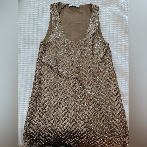 Zara Gold Sequin Dress - Picture 1 of 3